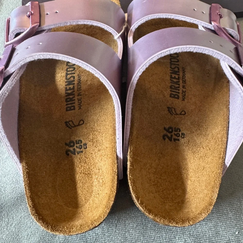 Birkenstock Kids Arizona Sandal 26 Lavender Pink Electric Metallic Slides